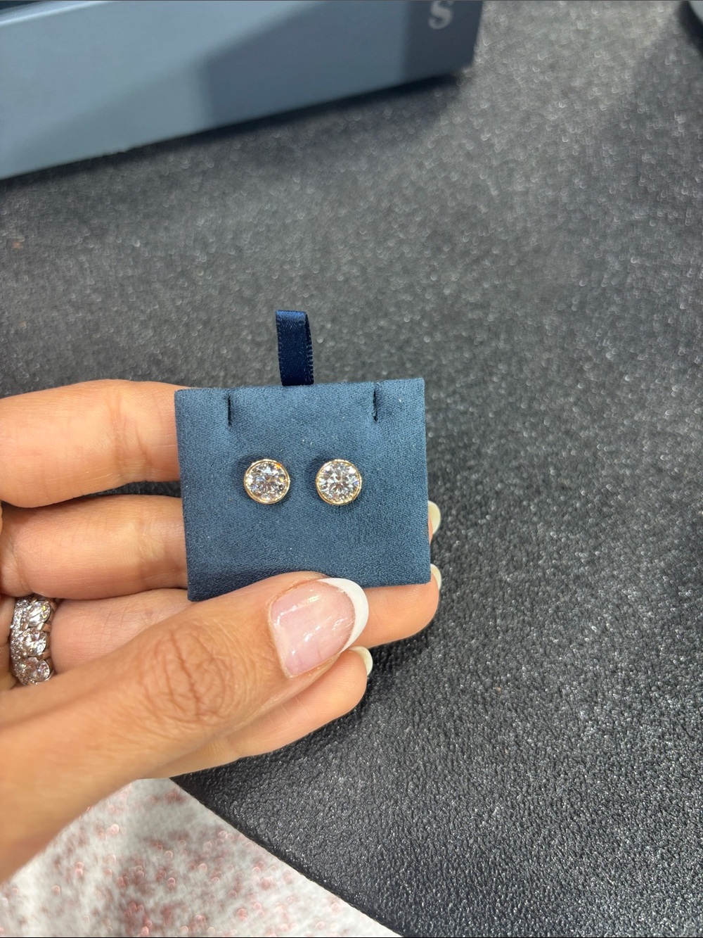 Gold Halo Lab solitaire stud Earrings - 2 ct total weight - Women's Jewelry